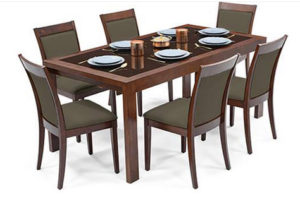 Six Seater Glass Top Dining Set